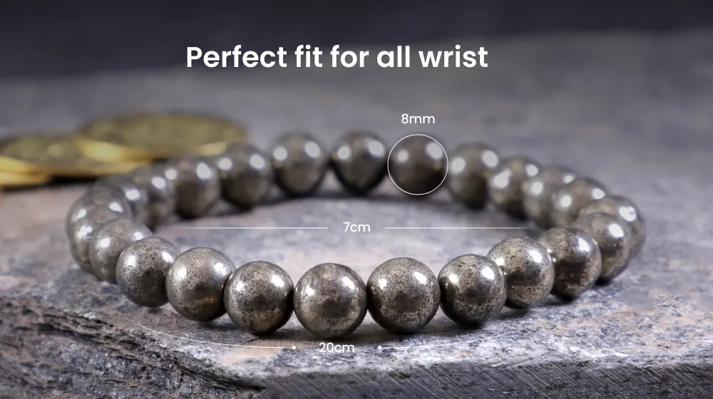 Certifed Raw Pyrite Bracelet 22 Beads